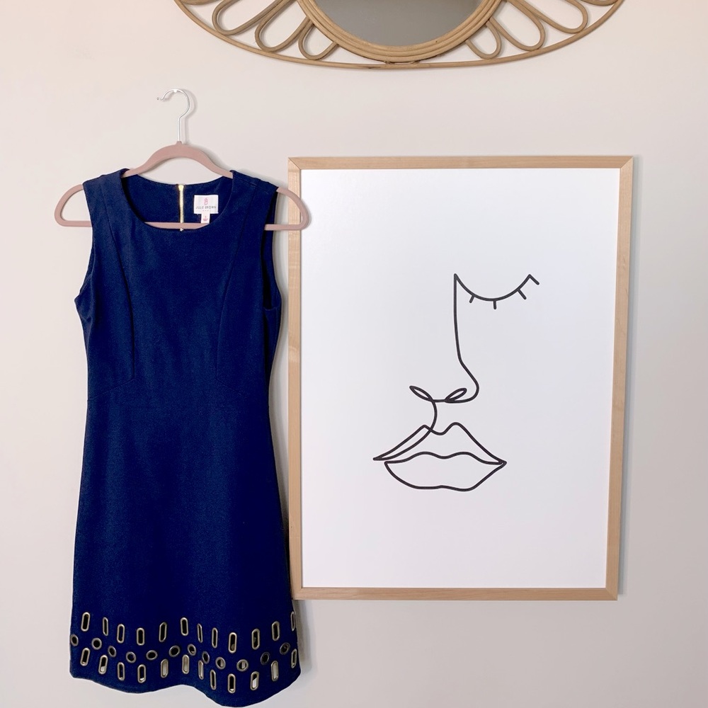 JB by Julie Brown Dark Blue Mini Dress with Metallic Accents